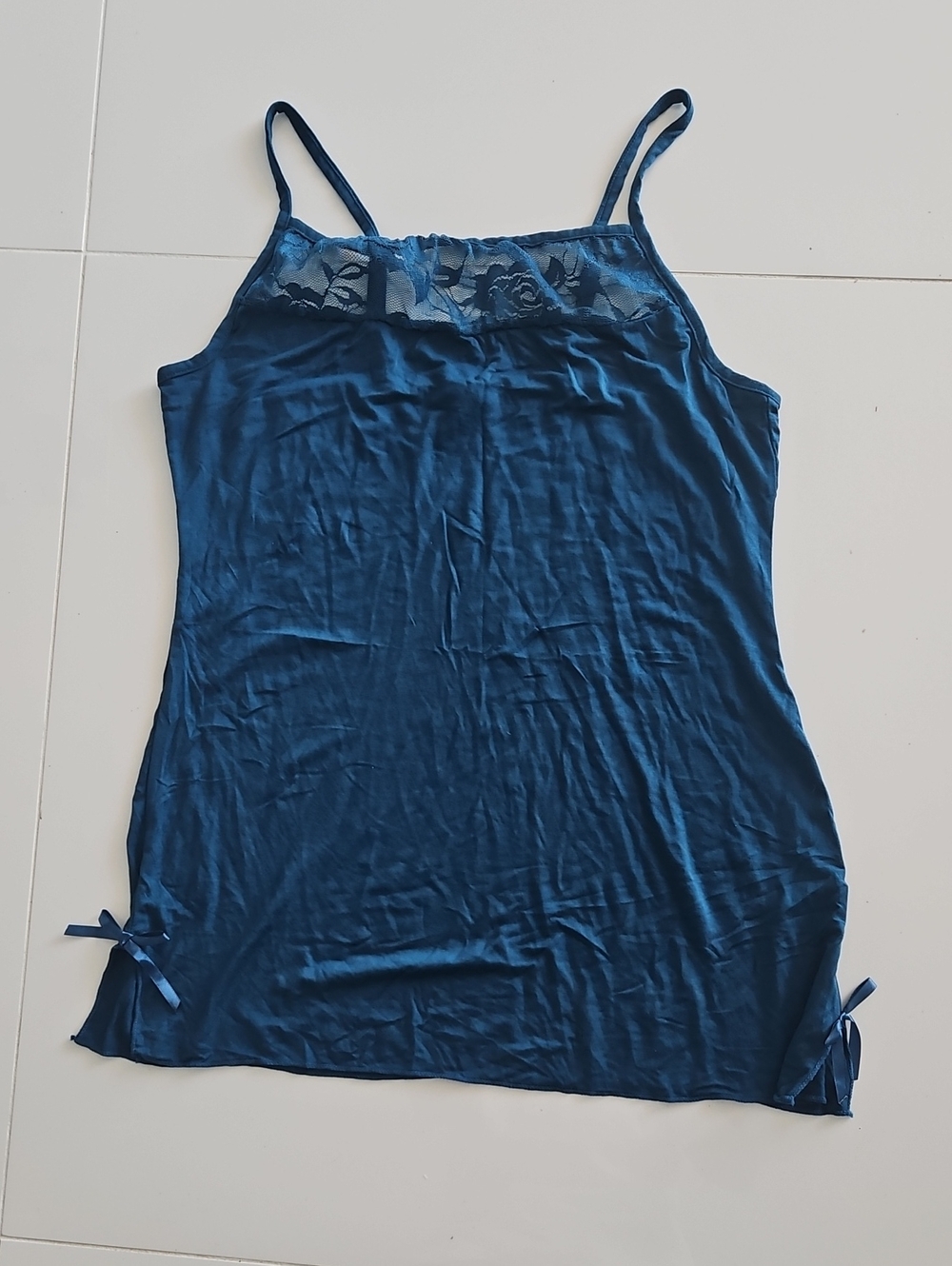 AvidLove Women’s Teal Lace-Trim Camisole Top